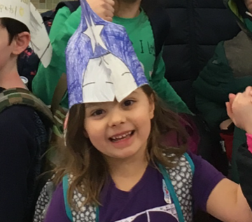 Hosmer second-graders in Leah Hinds and Sarah Thiemann’s class made and colored Patriots and Rams hats on Friday.